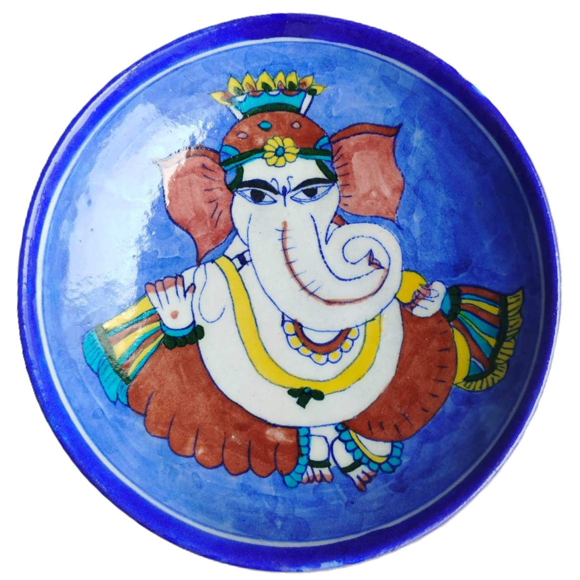 Sukhkarta-Dukhharta Jaipur Blue Pottery Plate