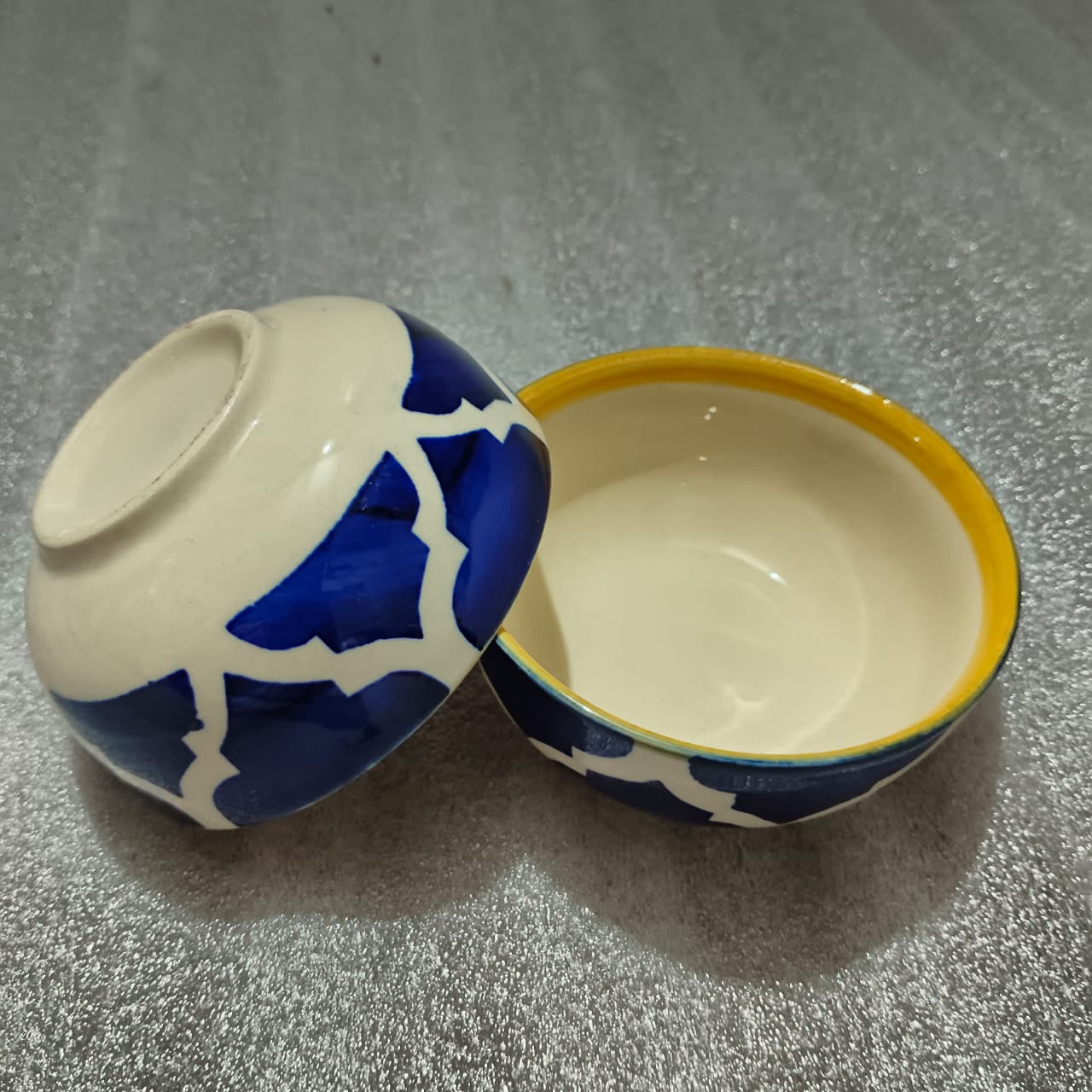 Geometric Handmade Dinner Plate with Bowls
