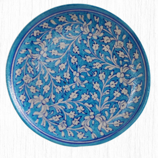 Ambar Lila Jaipur Blue Art Pottery Plate