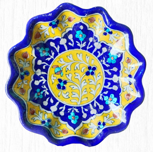 Hexagon Garden Jaipur Blue Pottery Plate