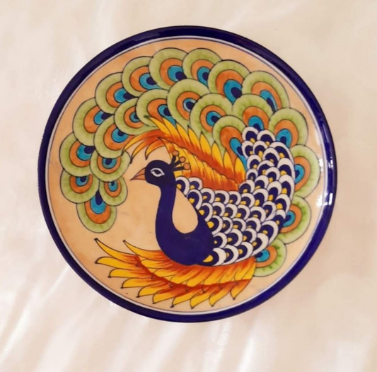 The Royal Peacock Jaipur Blue Pottery Plate