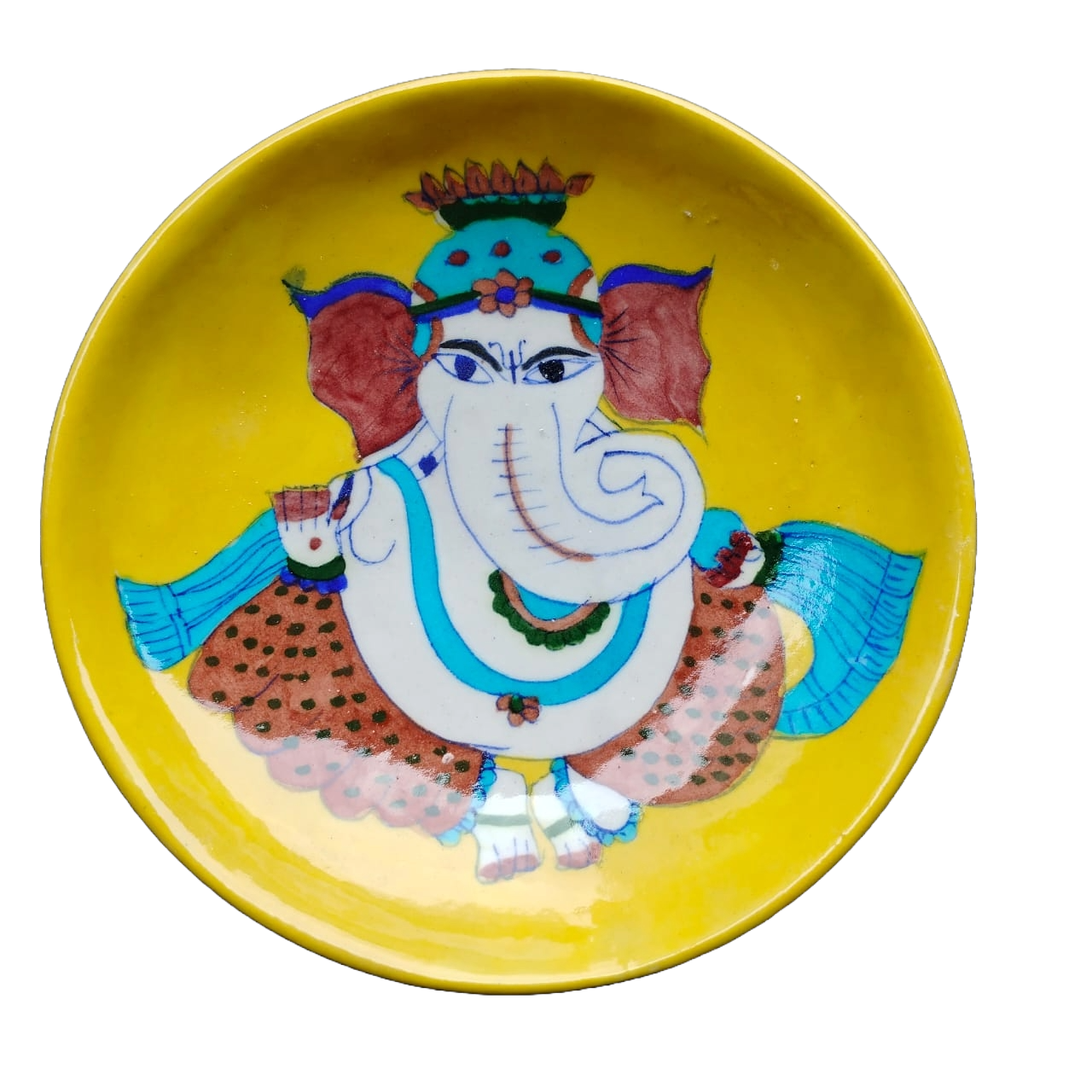 Sukhkarta-Dukhharta Jaipur Blue Pottery Plate
