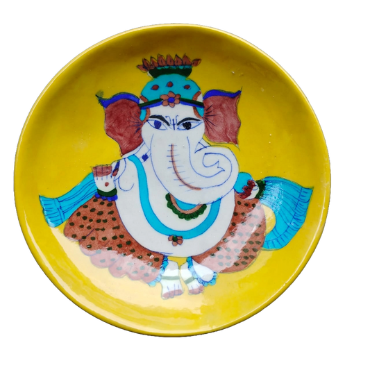 Sukhkarta-Dukhharta Jaipur Blue Pottery Plate